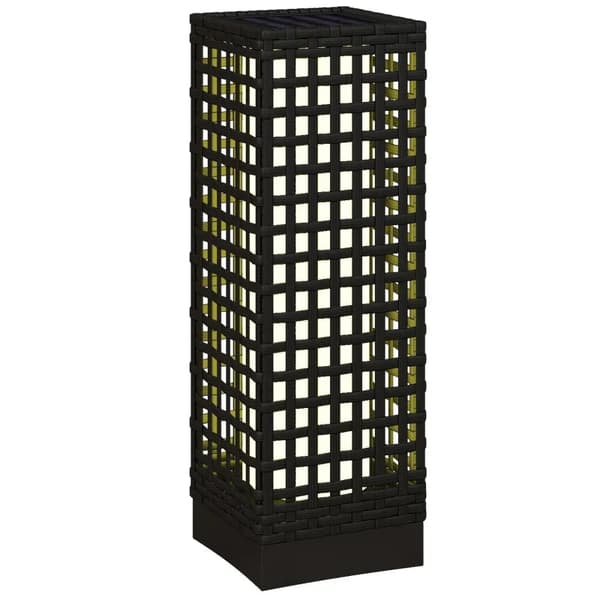 Rootz Trädgårdslampa - Utelampa med solcellsmodul - Automatisk tändning - 8 H Drifttid - Rottinglook - Stål - Svart - 15,5 x 15,5 x 46 cm