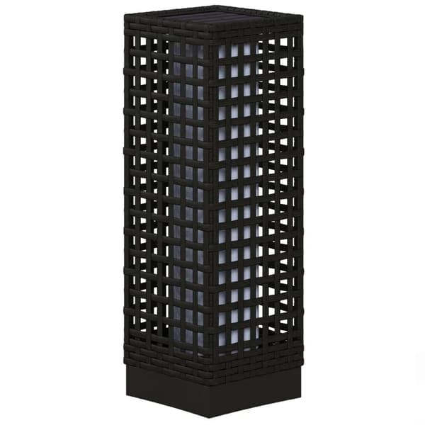 Rootz Havelys - Udendørs Lys Med Solcellemodul - Automatisk tænding - 8 H Driftstid - Rattan Look - Stål - Sort - 15,5 x 15,5 x 46 cm
