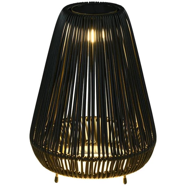 Rootz Trädgårdsbelysning - Solljus - Rottingljus - Timer - USB-laddningskabel - 3 ljusstyrkanivåer - Metall - PE-rotting - Svart - 27 X 27 X 37 Cm