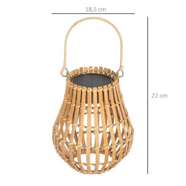 Rootz Garden Lighting - Ulkovalaistus aurinkoenergialla - 3 kirkkaustasoa - Automaattinen toiminta - Bambuvarjostin - Metalli-Muovi - Luonnonpuu - Ø18