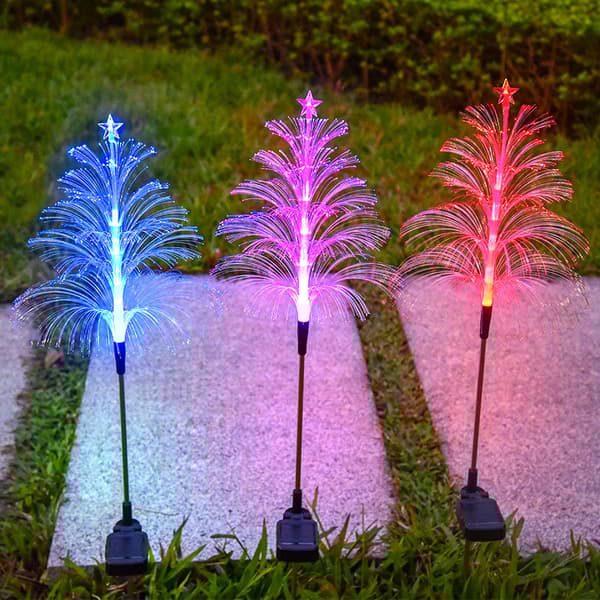 INF Solar Jellyfish Lights - 2 Pack Solar Fiberoptisk juletre med stjernelys