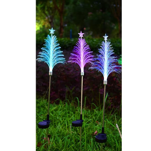 INF Solar Jellyfish Lights - 2 Pack Solar Fiberoptisk juletre med stjernelys
