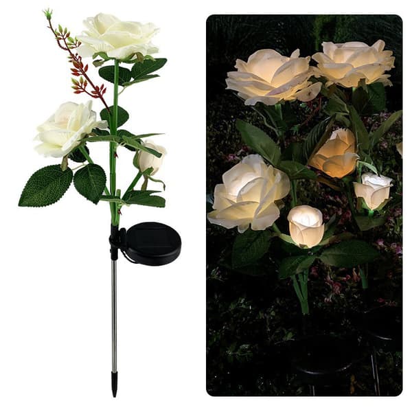INF Solar Powered Rose Flower Lights - Hvid
