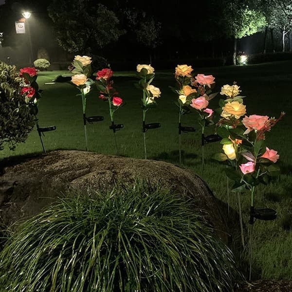 INF Solar Powered Rose Flower Lights - Rød