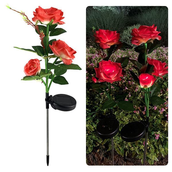 INF Solar Powered Rose Flower Lights - Rød