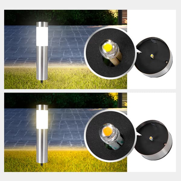 INF Cylindrisk Gräsmatta Lampa (Silver) - 2-pack Varmvita lampor