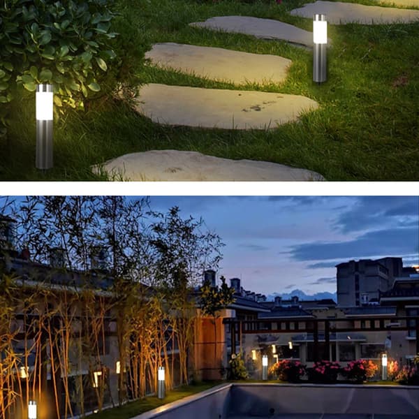 INF Cylindrisk Gräsmatta Lampa (Silver) - 2-pack Varmvita lampor