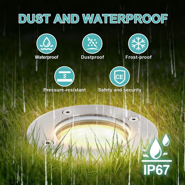 4x 3W golvlampa svängbar IP67 utomhus LED infälld golvspotlight golvlampa varmvit - silverhölje