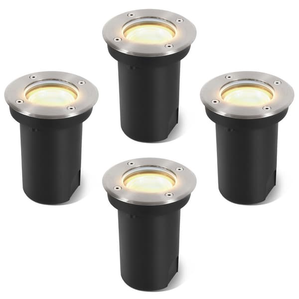 4x 3W golvlampa svängbar IP67 utomhus LED infälld golvspotlight golvlampa varmvit - silverhölje