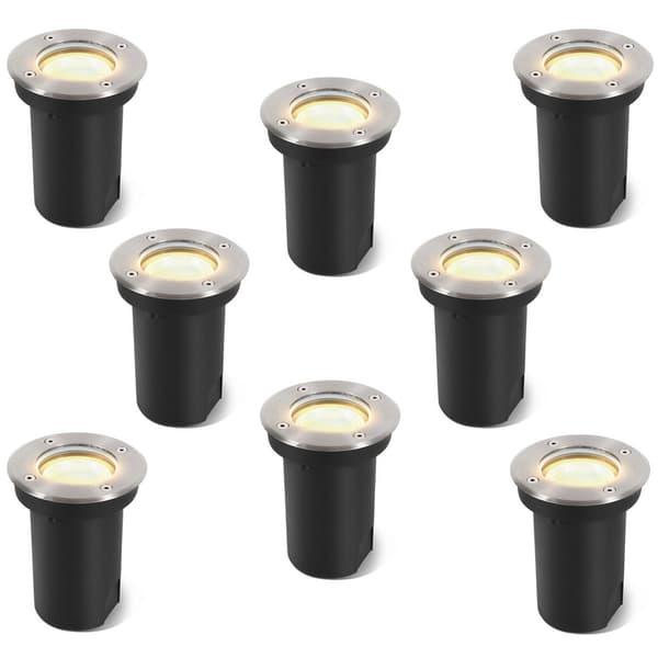 8x 3W golvlampa svängbar IP67 utomhus LED infälld golvspotlight golvlampa varmvit - silverhölje