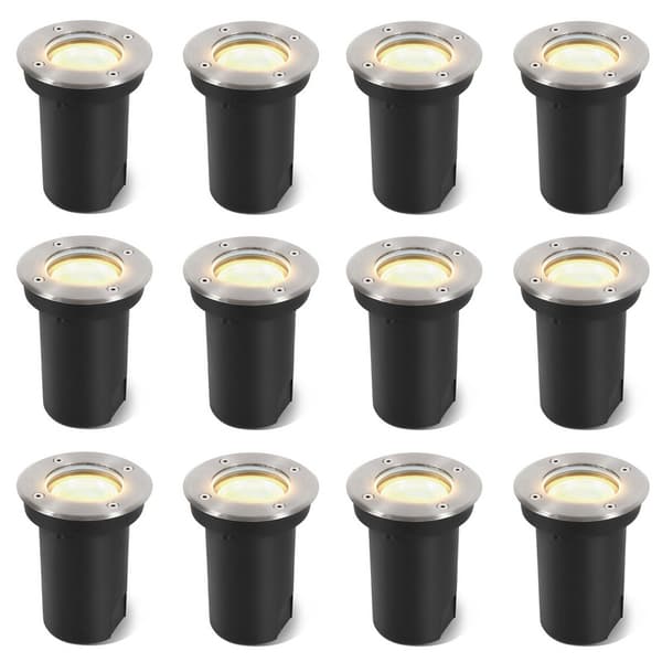 12x 3W golvlampa svängbar IP67 utomhus LED infälld golvspotlight golvlampa varmvit - silverhölje