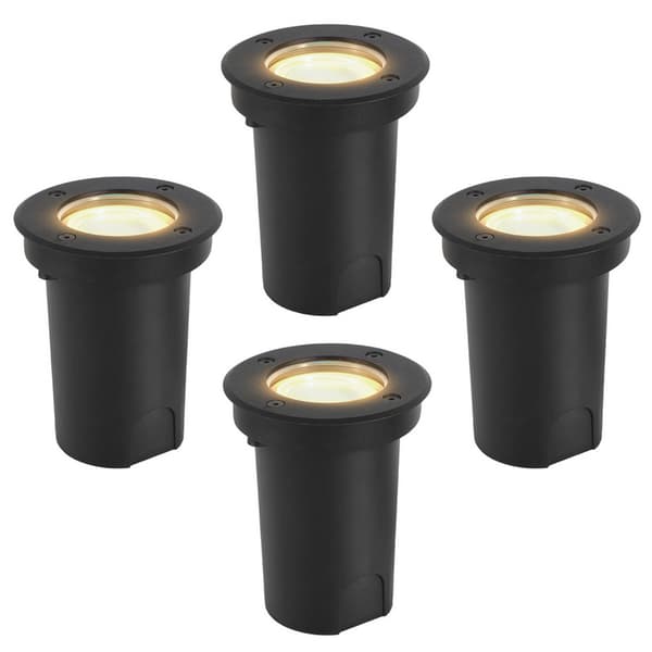 4x 3W golvlampa svängbar IP67 utomhus LED infälld golvspotlight golvlampa varmvit - svart hölje