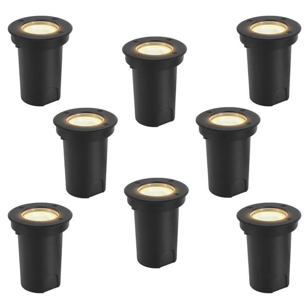 8x 3W golvlampa svängbar IP67 utomhus LED infälld golvspotlight golvlampa varmvit - svart hölje