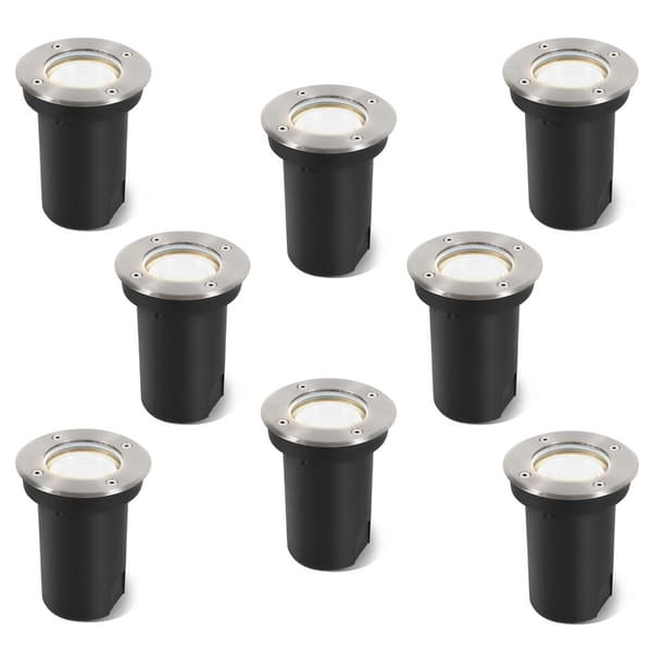 8x 3W golvlampa svängbar IP67 utomhus LED infälld golvlampa golvlampa golvlampa neutral vit - silverfärgat hölje