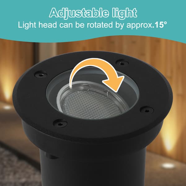 8x 3W golvlampa svängbar IP67 utomhus LED infälld golvlampa golvlampa golvlampa neutral vit - Svart hölje