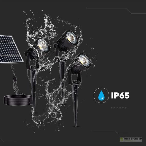 Maahan asennettava LED-puutarhavalaisin V-TAC aurinkopaneelisetti 3x1.2W IP65 VT-11032 3000K 50lm 3 vuoden takuu