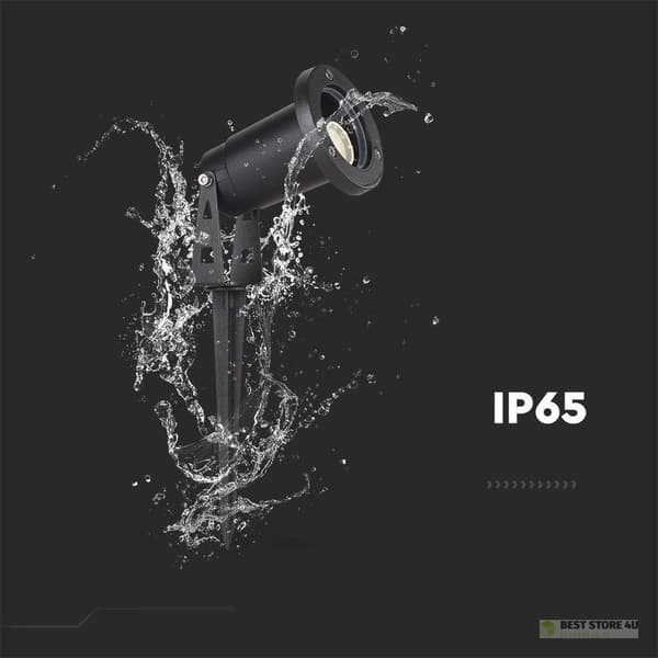 Maahan asennettava puutarhavalaisin, alumiininen, GU10, musta, IP65, V-TAC VT-1119, 3 vuoden takuu