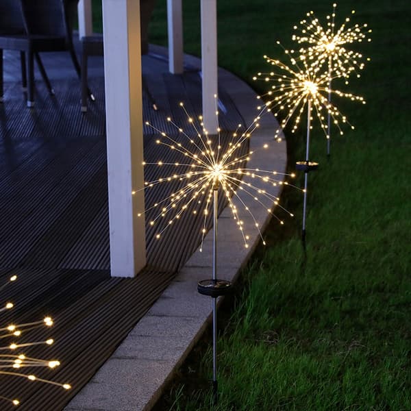 SOLAR Trädgårdslampa FÄRGGLADA Fyrverkerier 200 LED JULDEKORATIVA