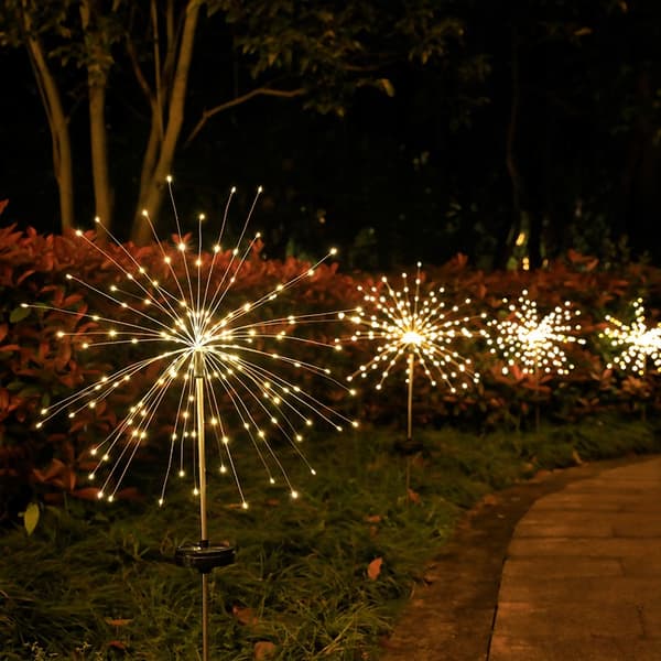 SOLAR Trädgårdslampa FÄRGGLADA Fyrverkerier 200 LED JULDEKORATIVA