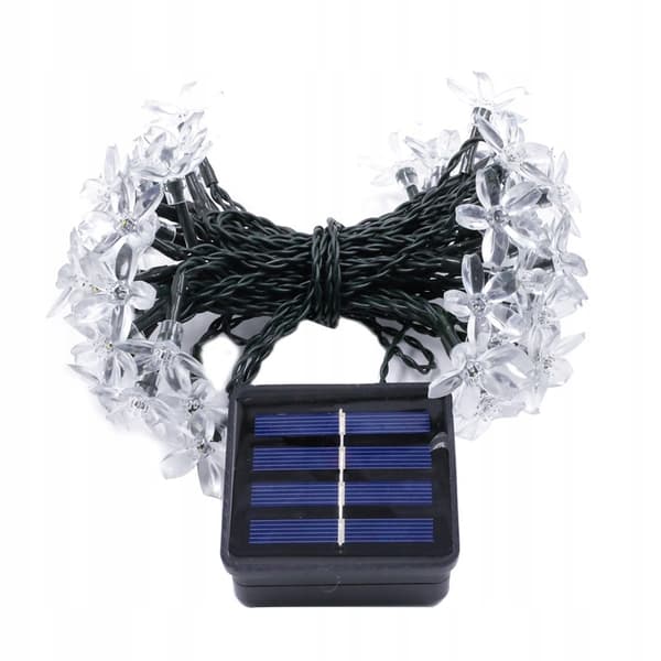 SOLAR Havelamper SÆT 5 meter 20 LED Blomster KOLD HVID Dekorativ