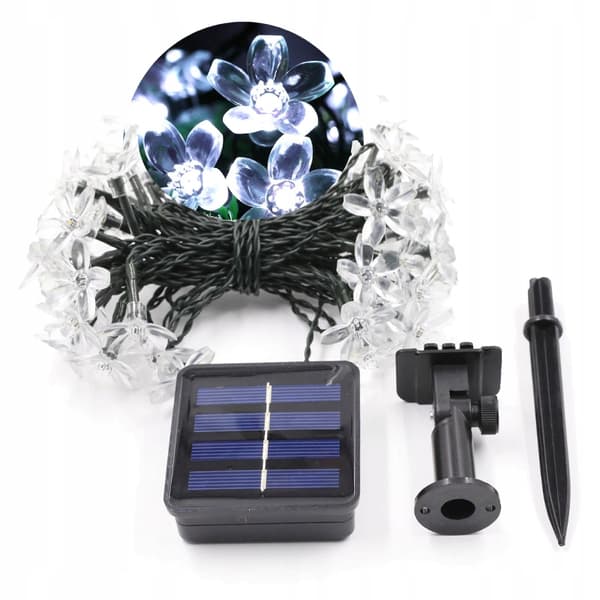 SOLAR Havelamper SÆT 5 meter 20 LED Blomster KOLD HVID Dekorativ