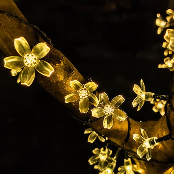 SOLAR Havelamper SÆT 5 meter 20 LED Blomster VARM HVID Dekorativ