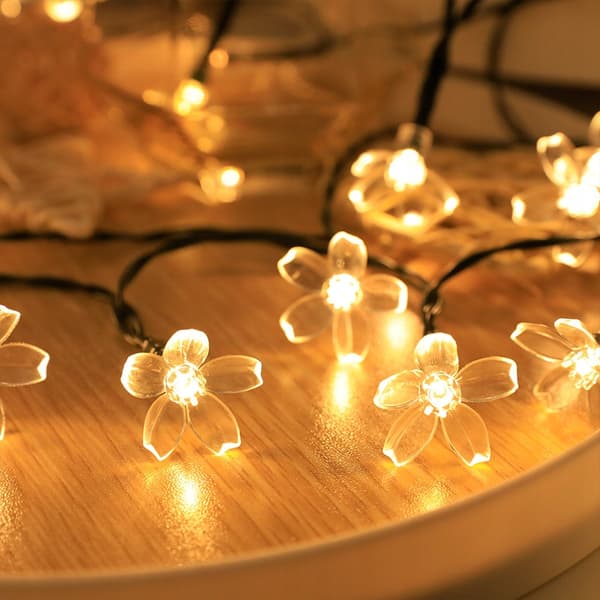SOLAR Havelamper SÆT 5 meter 20 LED Blomster VARM HVID Dekorativ