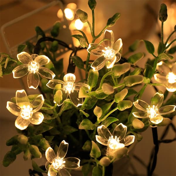 SOLAR Havelamper SÆT 5 meter 20 LED Blomster VARM HVID Dekorativ