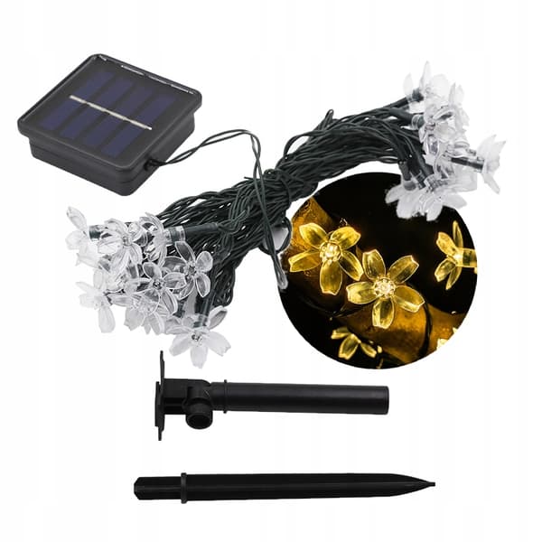 SOLAR Havelamper SÆT 5 meter 20 LED Blomster VARM HVID Dekorativ