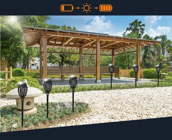 AURINKO Liekkilamppu 1000mAh 12LED Puutarhataskulamppu Rei'itetty IP65 1 kpl