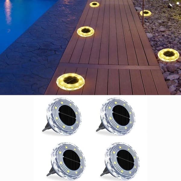 Bomclap 2/4/6/8-pack solcellslampor utomhus IP65 vattentäta, 8 LED trädgårdsbelysning för altan och gräsmatta – varmvit