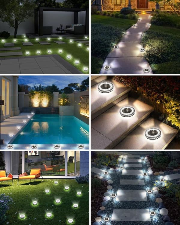 Bomclap 12 Pack Udendørs Solar Lamper, 8 LED Havelys Vejrbestandig Kold Hvid til Gangbro