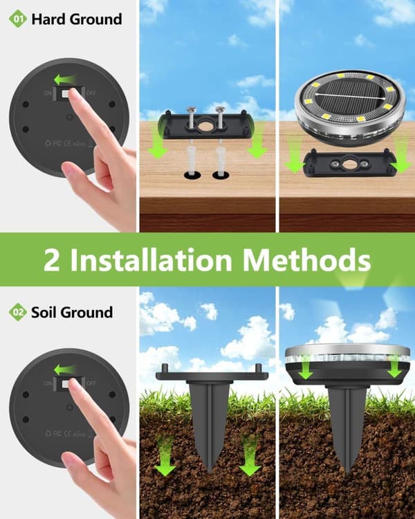 Bomclap 12 Pack Udendørs Solar Lamper, 8 LED Havelys Vejrbestandig Kold Hvid til Gangbro