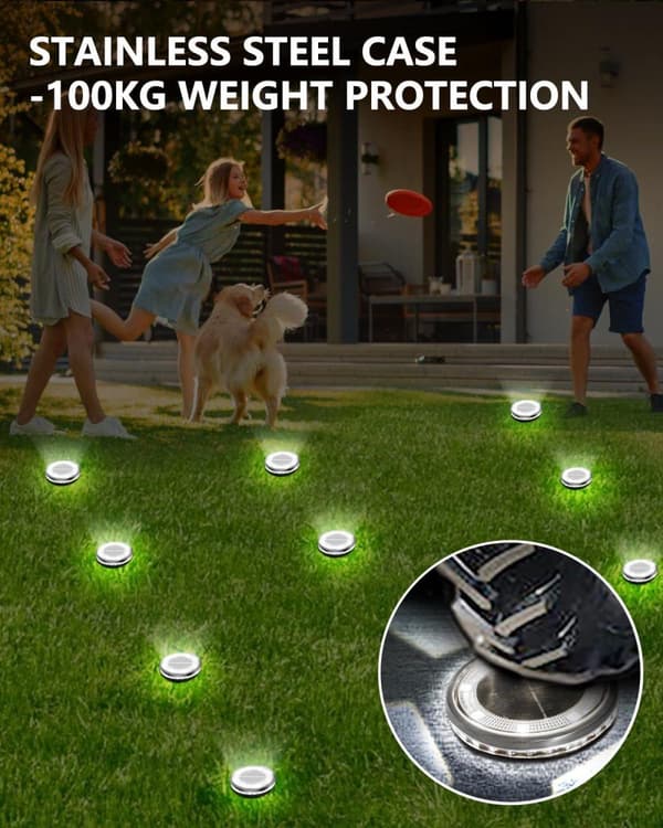 Bomclap 12 Pack Udendørs Solar Lamper, 8 LED Havelys Vejrbestandig Kold Hvid til Gangbro