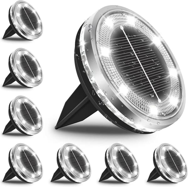 Bomclap 12 Pack Udendørs Solar Lamper, 8 LED Havelys Vejrbestandig Kold Hvid til Gangbro