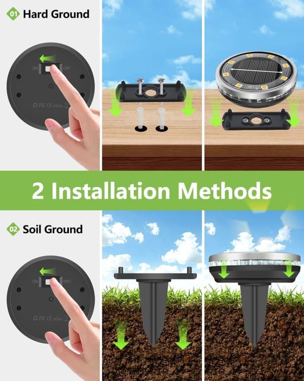 Bomclap 12 Pack Solar Lights Udendørs IP65, 12 LED Varm Hvid Havebelysning Med Solpanel