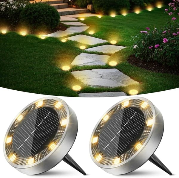 Bomclap 12 Pack Solar Lights Udendørs IP65, 12 LED Varm Hvid Havebelysning Med Solpanel