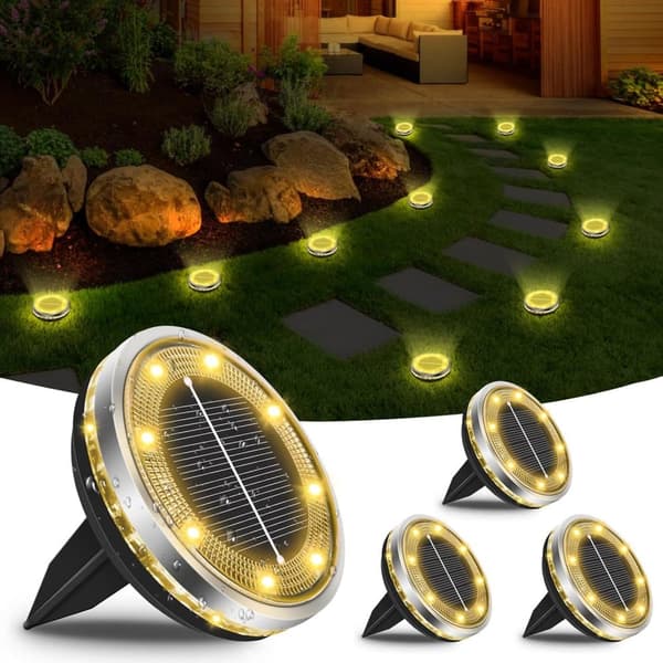 Bomclap 12 Pack Solar Lights Udendørs IP65, 12 LED Varm Hvid Havebelysning Med Solpanel