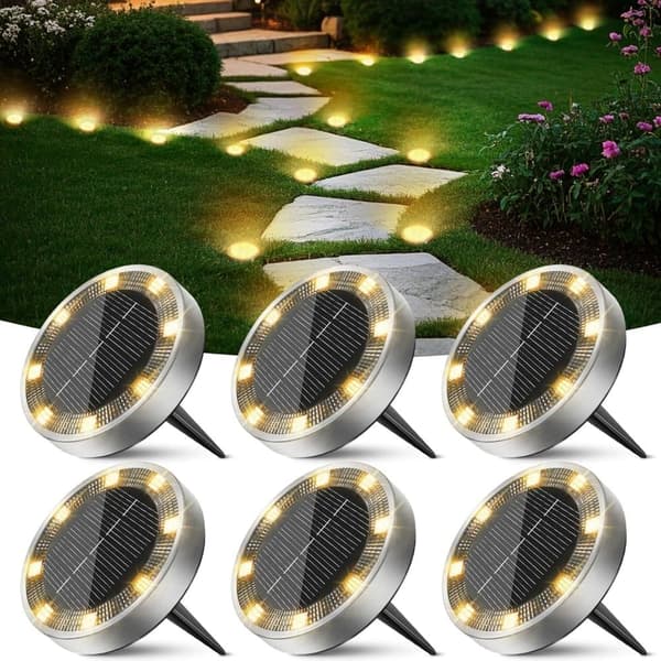 Bomclap 12 Pack Solar Lights Udendørs IP65, 12 LED Varm Hvid Havebelysning Med Solpanel
