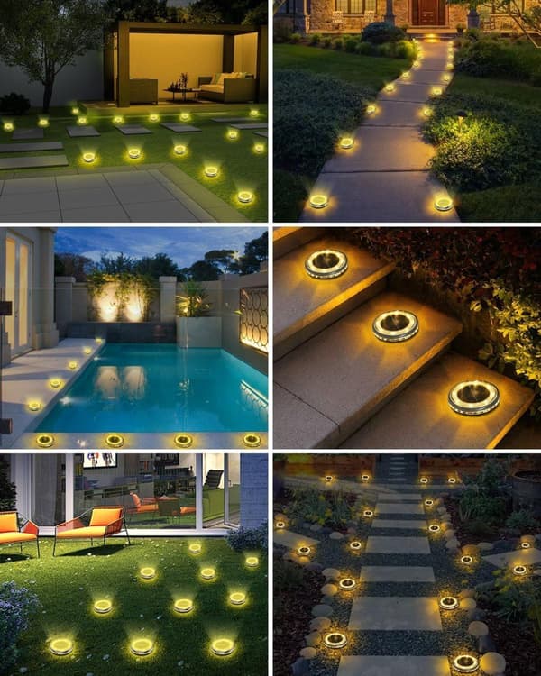 Bomclap 12 Pack Solar Lights Udendørs IP65, 12 LED Varm Hvid Havebelysning Med Solpanel