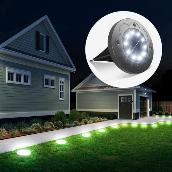 Bomclap 16-Pack aurinkolamput ulkokäyttöön IP65, 16 LED-maavaloa automaattisella sytytyksellä, valkoinen valo