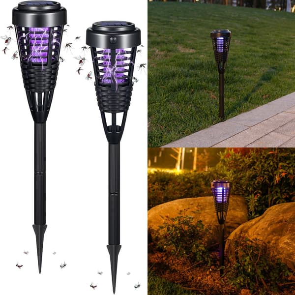OBOSOE solcelledrevet udendørs myggelampe, 4-pak vandtæt myggefælde og insektlampe til have/terrasse