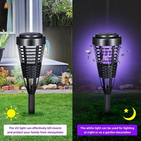 OBOSOE solcelledrevet udendørs myggelampe, 4-pak vandtæt myggefælde og insektlampe til have/terrasse