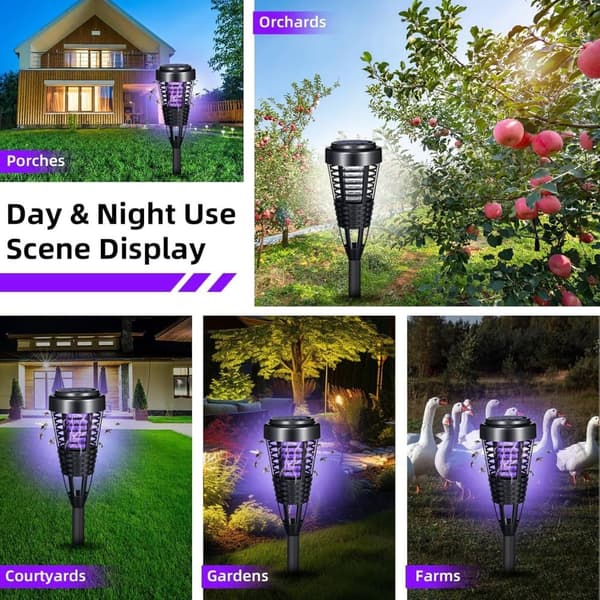 OBOSOE solcelledrevet udendørs myggelampe, 4-pak vandtæt myggefælde og insektlampe til have/terrasse