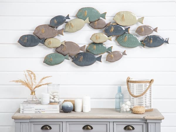 Väggdekor Fisk Flerfärgad Metall Coastal Modern Eklektisk