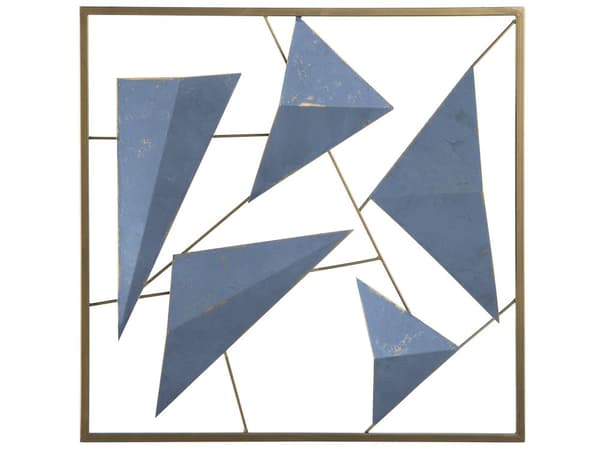 Väggdekor Blå och Guld Metall 3D Väggkonst Geometrisk Modern Kustnära stil