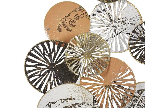 Väggdekoration Koppar och Guld Metall Rund 50 cm Industriell Modern Vardagsrum Sovrum Accent Piece
