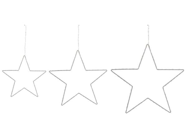 Set av 3 Dekorationer Silver Metallram LED Ljusslingor Stjärnformad Vägg Hängande