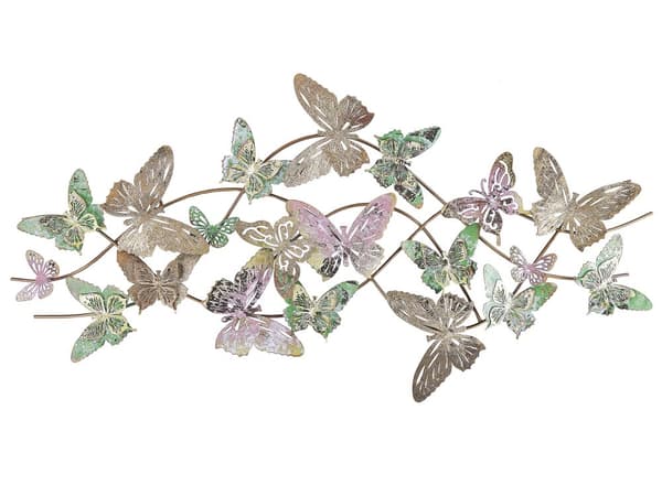Väggdekor Flerfärgad Järn 100 x 53 cm Metall Skulptur Konstfjärilar Natur Boho Glam Modern Tillbehör