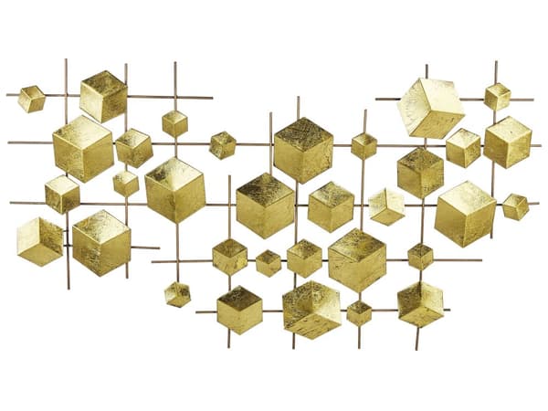 Väggdekoration Guld Järn Metall Skulptur Geometrisk Väggkonst Kuber Glamorös Modern Tillbehör